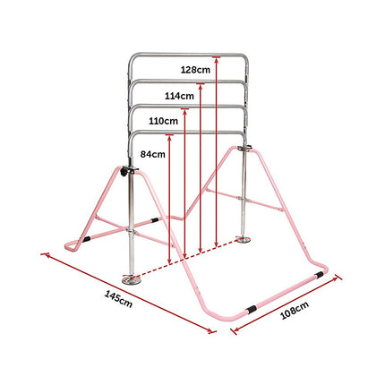 Kids Gymnastics Bars Training Horizontal Bar Monkey Kip Bar Pink.
