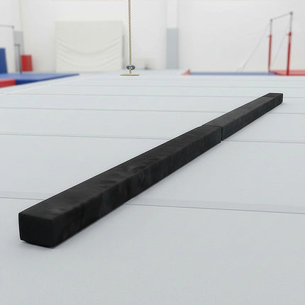 2.2m Gymnastics Folding Balance Beam Black Synthetic Suede.