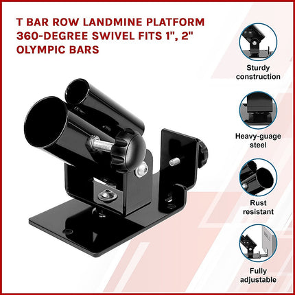 Landmine T Bar Row Platform 360 Degree Swivel for 1 & 2 Inch Bars Olympic.