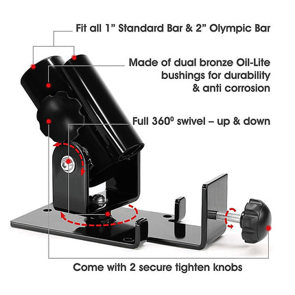 Landmine T Bar Row Platform 360 Degree Swivel for 1 & 2 Inch Bars Olympic.