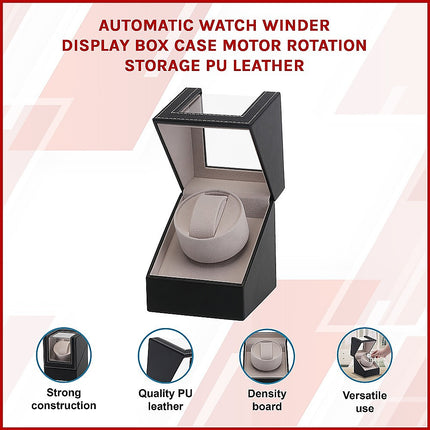 Automatic Watch Winder Display Box Case Motor Rotation Storage PU Leather.