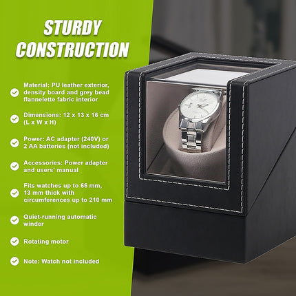 Automatic Watch Winder Display Box Case Motor Rotation Storage PU Leather.