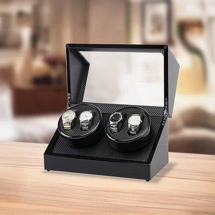 Automatic Quad Watch Winder Wood Display Box Case Motor Rotation Storage.