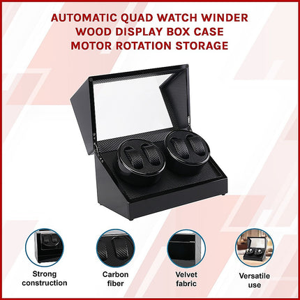 Automatic Quad Watch Winder Wood Display Box Case Motor Rotation Storage.