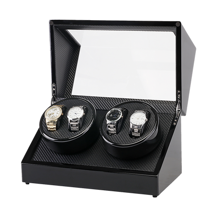 Automatic Quad Watch Winder Wood Display Box Case Motor Rotation Storage.