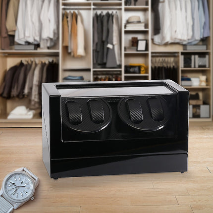 Automatic Quad Watch Winder Wood Display Box Case Motor Rotation Storage.