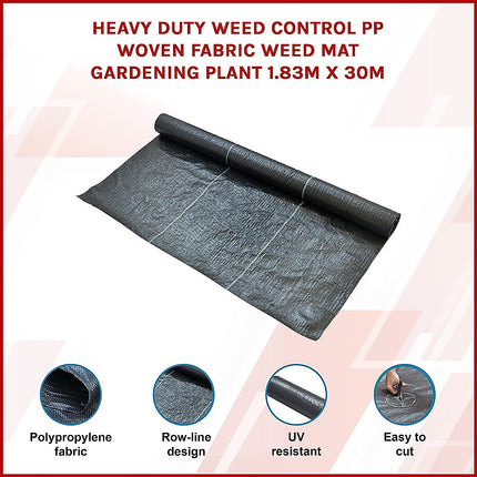 Heavy Duty Weed Control PP Woven Fabric Weed Mat Gardening Plant 1.83m x 30m.