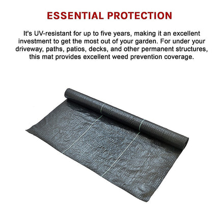 Heavy Duty Weed Control PP Woven Fabric Weed Mat Gardening Plant 1.83m x 30m.