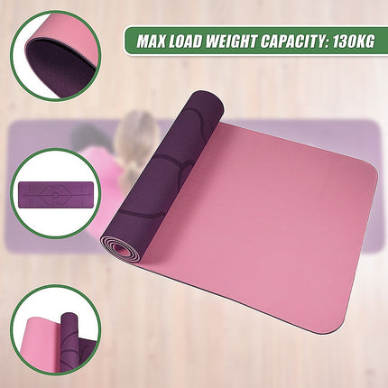 8mm TPE Yoga Mat Exercise Fitness Gym Pilates Non Slip Dual Layer.