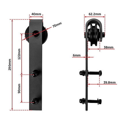 1.8m Sliding Barn Door Hardware Heavy Duty Sturdy Kit.