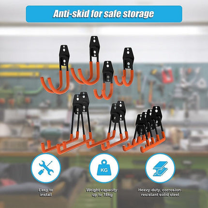 12-Pack Wall Mount Garage Hooks Tool Storage Workshop Organiser Heavy Duty Steel.