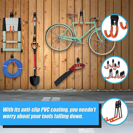 12-Pack Wall Mount Garage Hooks Tool Storage Workshop Organiser Heavy Duty Steel.