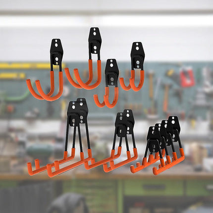 12-Pack Wall Mount Garage Hooks Tool Storage Workshop Organiser Heavy Duty Steel.