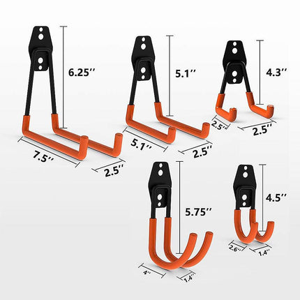 12-Pack Wall Mount Garage Hooks Tool Storage Workshop Organiser Heavy Duty Steel.