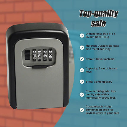 Commercial Grade Lock Wall Mounted Key Safe Storage Lock Box security.