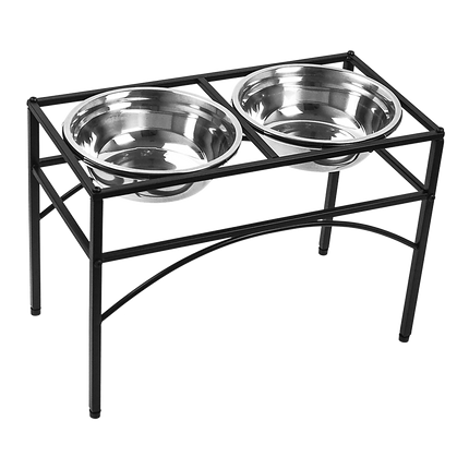 Dual Elevated Raised Pet Dog Puppy Feeder Bowl Stainless Steel Food Water Stand.