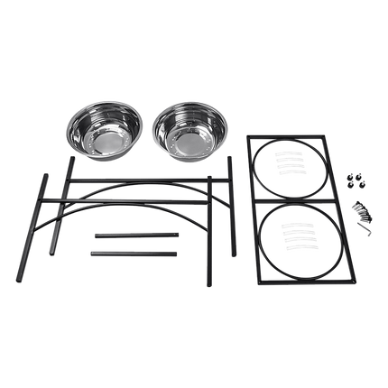 Dual Elevated Raised Pet Dog Puppy Feeder Bowl Stainless Steel Food Water Stand.