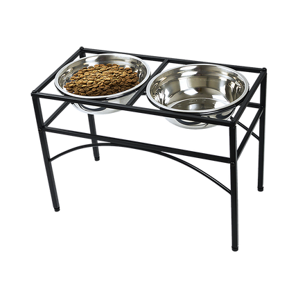 Dual Elevated Raised Pet Dog Puppy Feeder Bowl Stainless Steel Food Water Stand.