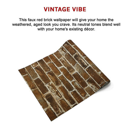 Wallpaper Faux Brick Wall Paper Roll.