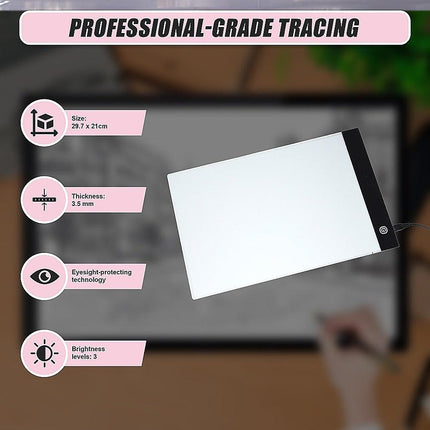 A4 LED Light Box Tracing Board Art Design Stencil Tattoo Copy Drawing Pad.