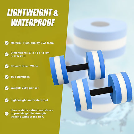 2x Water Aerobics Dumbbell EVA Aquatic Barbell Aqua Fitness.