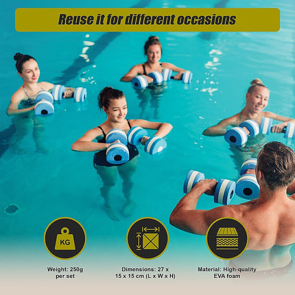 2x Water Aerobics Dumbbell EVA Aquatic Barbell Aqua Fitness.