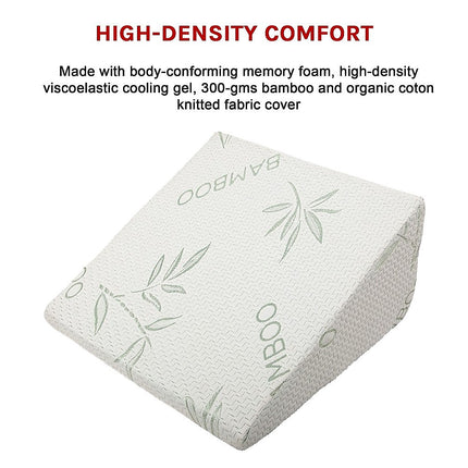 Cool Gel Memory Foam Bed Wedge Pillow Cushion Neck Back Support Sleep with Cover.