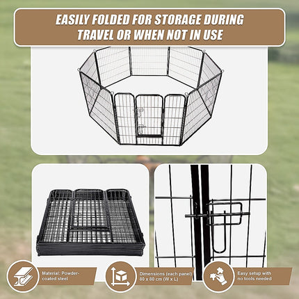 8 Panel Heavy Duty Pet Dog Playpen Puppy Exercise Fence Enclosure Cage.