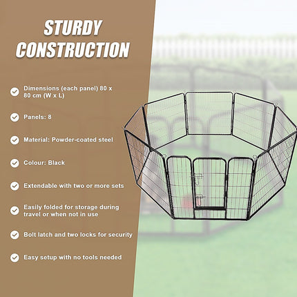 8 Panel Heavy Duty Pet Dog Playpen Puppy Exercise Fence Enclosure Cage.