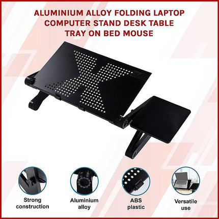 Aluminium Alloy Folding Laptop Stand Desk Table with Mouse Tray.