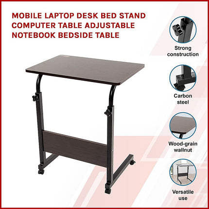 Mobile Laptop Desk Bed Stand Computer Table Adjustable Notebook Bedside Table.