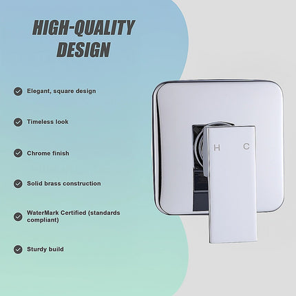 Shower Bath Mixer Tap Bathroom WATERMARK Approved - Chrome.