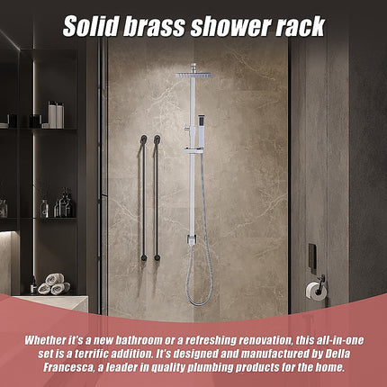 WELS 8" Rain Shower Head Set Square Dual Heads Faucet High Pressure Hand Held.