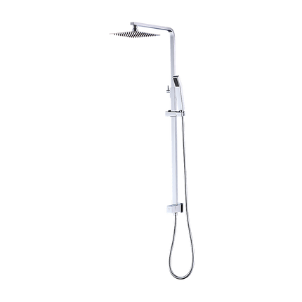 WELS 8" Rain Shower Head Set Square Dual Heads Faucet High Pressure Hand Held.