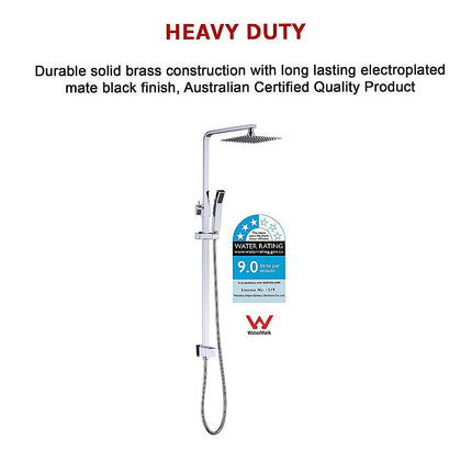 WELS 8" Rain Shower Head Set Square Dual Heads Faucet High Pressure Hand Held.