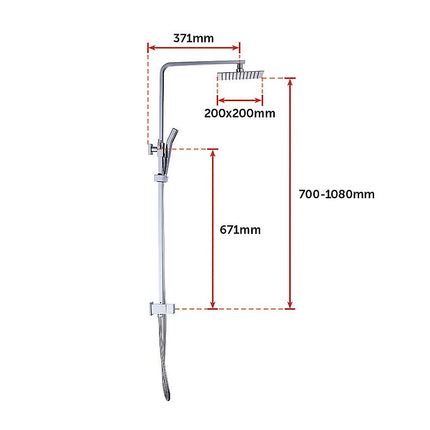 WELS 8" Rain Shower Head Set Square Dual Heads Faucet High Pressure Hand Held.