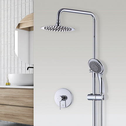 WELS 8" Rain Shower Head Set Rounded Dual Heads Faucet High Pressure With Mixer.