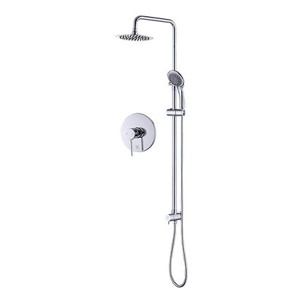 WELS 8" Rain Shower Head Set Rounded Dual Heads Faucet High Pressure With Mixer.