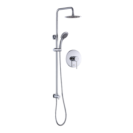 WELS 8" Rain Shower Head Set Rounded Dual Heads Faucet High Pressure With Mixer.