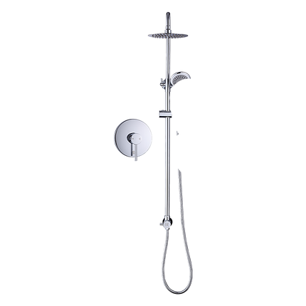 WELS 8" Rain Shower Head Set Rounded Dual Heads Faucet High Pressure With Mixer.
