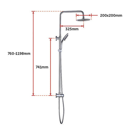 WELS 8" Rain Shower Head Set Rounded Dual Heads Faucet High Pressure With Mixer.