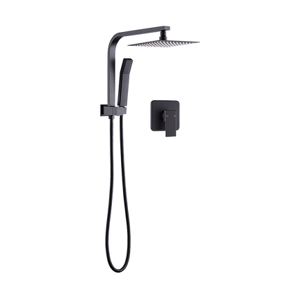 WELS 8" Rain Shower Head Set Square Dual Heads Faucet High Pressure With Mixer.
