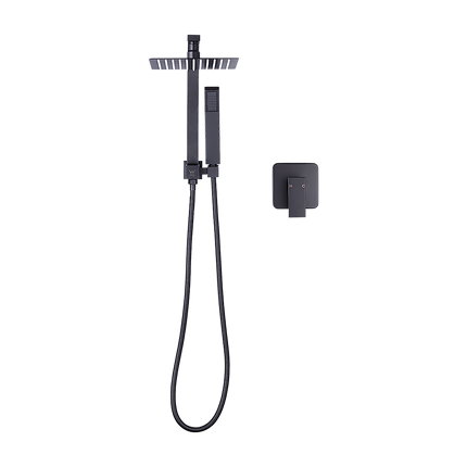 WELS 8" Rain Shower Head Set Square Dual Heads Faucet High Pressure With Mixer.