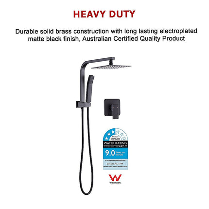 WELS 8" Rain Shower Head Set Square Dual Heads Faucet High Pressure With Mixer.
