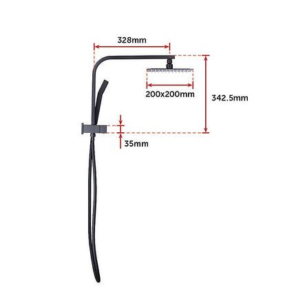 WELS 8" Rain Shower Head Set Square Dual Heads Faucet High Pressure With Mixer.