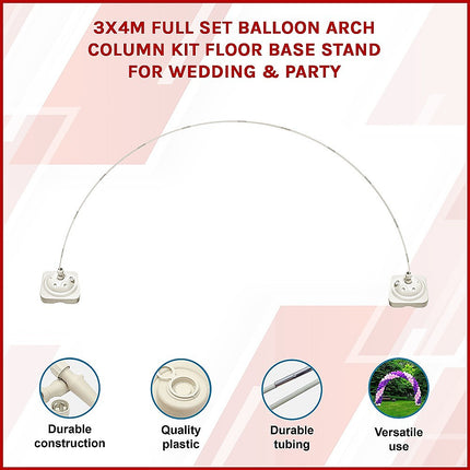 3x4m Full Set Balloon Arch Column Kit Floor Base Stand For Wedding & Party.