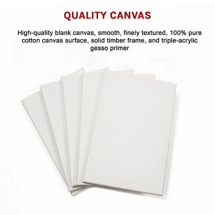 5 pack of 20x30cm Artist Blank Stretched Canvas Canvases Art Large White Range Oil Acrylic Wood.