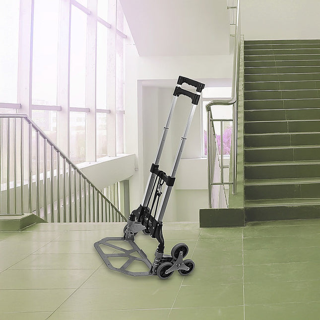 Stair Climbing Trolley 6 Wheels Aluminium Folding Hand Cart Climb Steps.