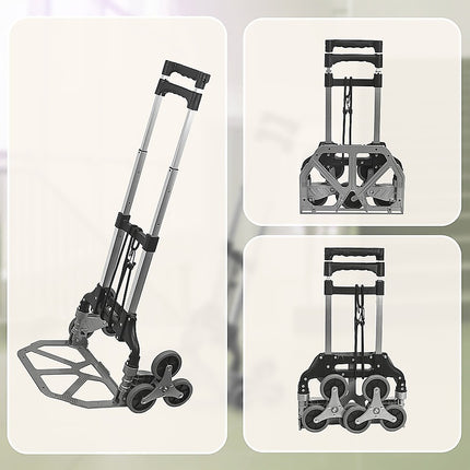 Stair Climbing Trolley 6 Wheels Aluminium Folding Hand Cart Climb Steps.