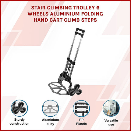 Stair Climbing Trolley 6 Wheels Aluminium Folding Hand Cart Climb Steps.